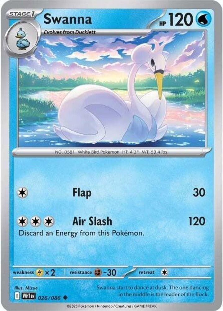 Swanna (026/086) Uncommon NM WHT SV: White Flare Pokemon TCG