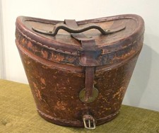 Vtg Victorian Distressed Leather Hat Box Dobbs Top Hat Lord  Taylor Store Prop