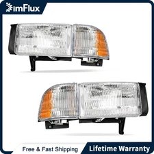 DimFlux Headlights OE Assembly for 94-01 Dodge Ram 1500 2500 3500 No Sport