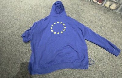 Vetements Euro European Union Oversized Hoodie Blue Sz xxS 17/18 Demna Gvasalia