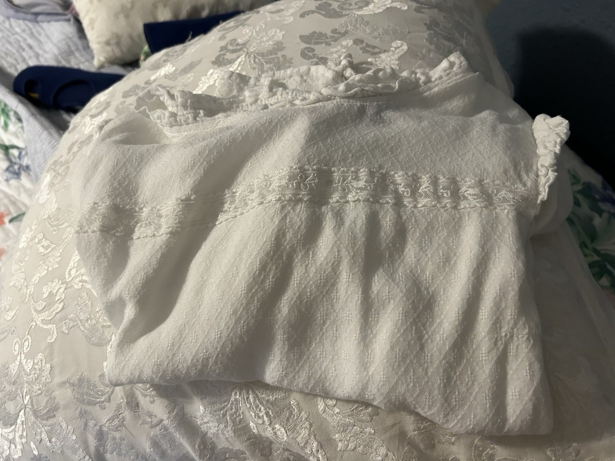Cute Shirt Women's Teens White Short Top Lace Ruffles White L Ties In Back