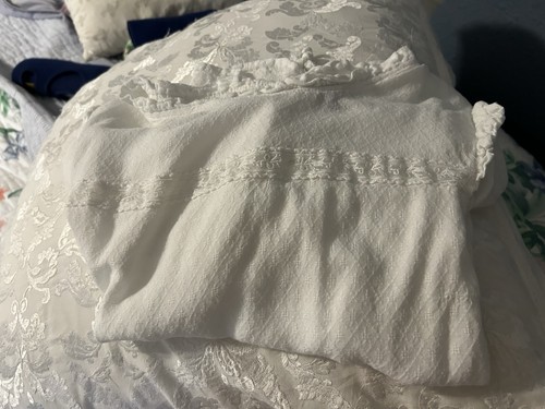 Cute Shirt Women's Teens White Short Top Lace Ruffles White L Ties In Back