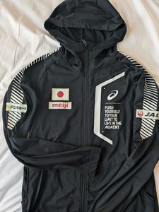 ASICS Japan Wrestling Team Issued Hoodie L Rare Black JPN National Gear Jacket