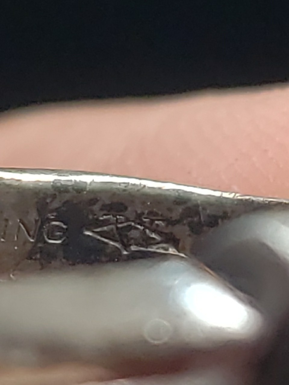 Sterling Silver Solid Ring With Makers MArk (V) 8… - image 9