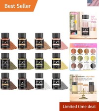 Natural Non-Toxic Mica Pigment Powder Set - 12 Metallic Colors, Easy to Mix