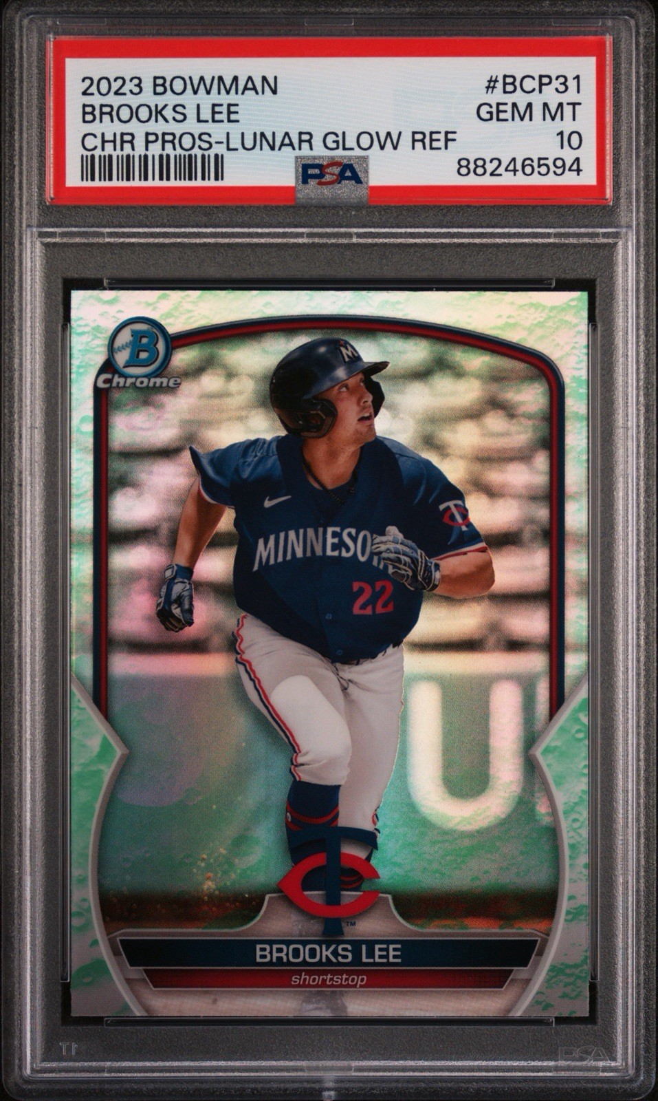 Topps 2023 Bowman Chrome Prospects Brooks Lee #BCP-31 Lunar Glow RC PSA 10 pop11