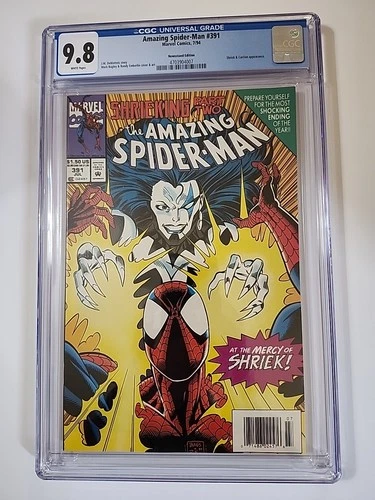 AMAZING SPIDER-MAN  #391  Rare NEWSSTAND CGC 9.8  WHITE PAGES 1994