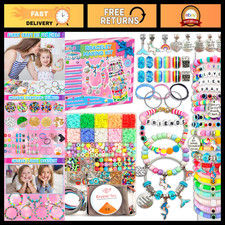Girls Bracelet Making Kit - 3400pcs Charm Jewelry Supplies, Unicorn Mermaid Cr
