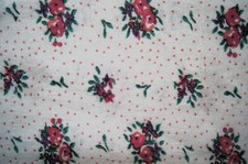 2/3 Yard Vintage Purple Flowers Red Dots on White Flannel Fabric 27" X 44"