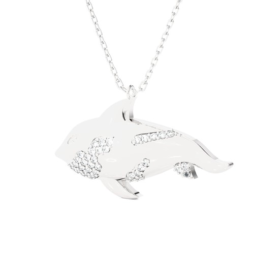 Lab Grown Round Diamond Necklace Pendant, 1/4 CTTW, 48 Diamond, 925 Sterling ...