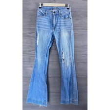 Kimes Ranch Jennifer Sugar Fade Super Flare High Rise Distressed Jeans 0/32