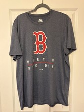 Men s Boston Red Sox Majestic Short Sleeve Gray Polyester Tshirt Size XL