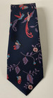Turnbull & Asser Navy Blue Purple Floral Bird Butterfly  100% Silk Tie England