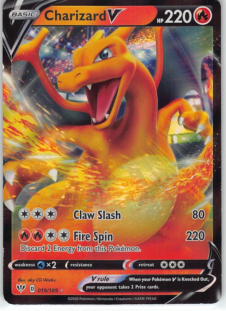 Charizard V 019/189 Holo V Rare Darkness Ablaze Pokemon Lightly Played