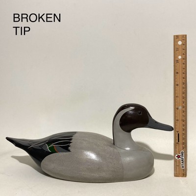 Dave Frier Hand Carved Painted Wood Duck Decoy Signed Grey Black
