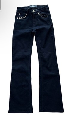 MAX&Co. Black Bootcut Jeans Eyelet Lace-Up Detail Mid Rise, W28 L32, 10