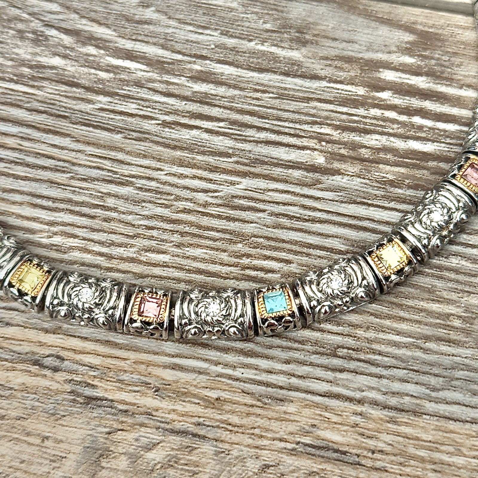 Ornate Multicolor Rhinestone Statement Choker Nec… - image 2