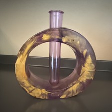 Vintage Decorative Resin Propagation Station Vase Purple With Gold Swirl Design