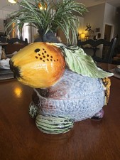 Vintage Majolica Rabbit Soup Tureen RARE Excellent Condition Made In Italy Rare