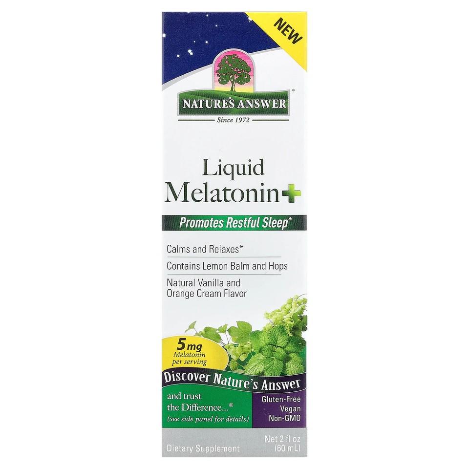 Liquid Melatonin+, Natural Vanilla and Orange Cream, 2 fl oz (60 ml)
