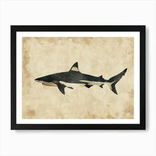Blacktip Reef Shark Silhouette 3 Ar Framed Wall Art Poster Canvas Print Picture
