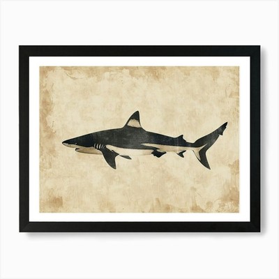 Schwarzspitze Riffhai Silhouette 3 Bogen gerahmtes Wandbild Poster Leinwanddruck Bild