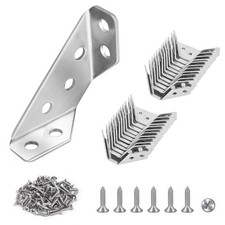 PlusRoc 12-Pack Universal Stainless Steel Furniture Corner Connectors Silver