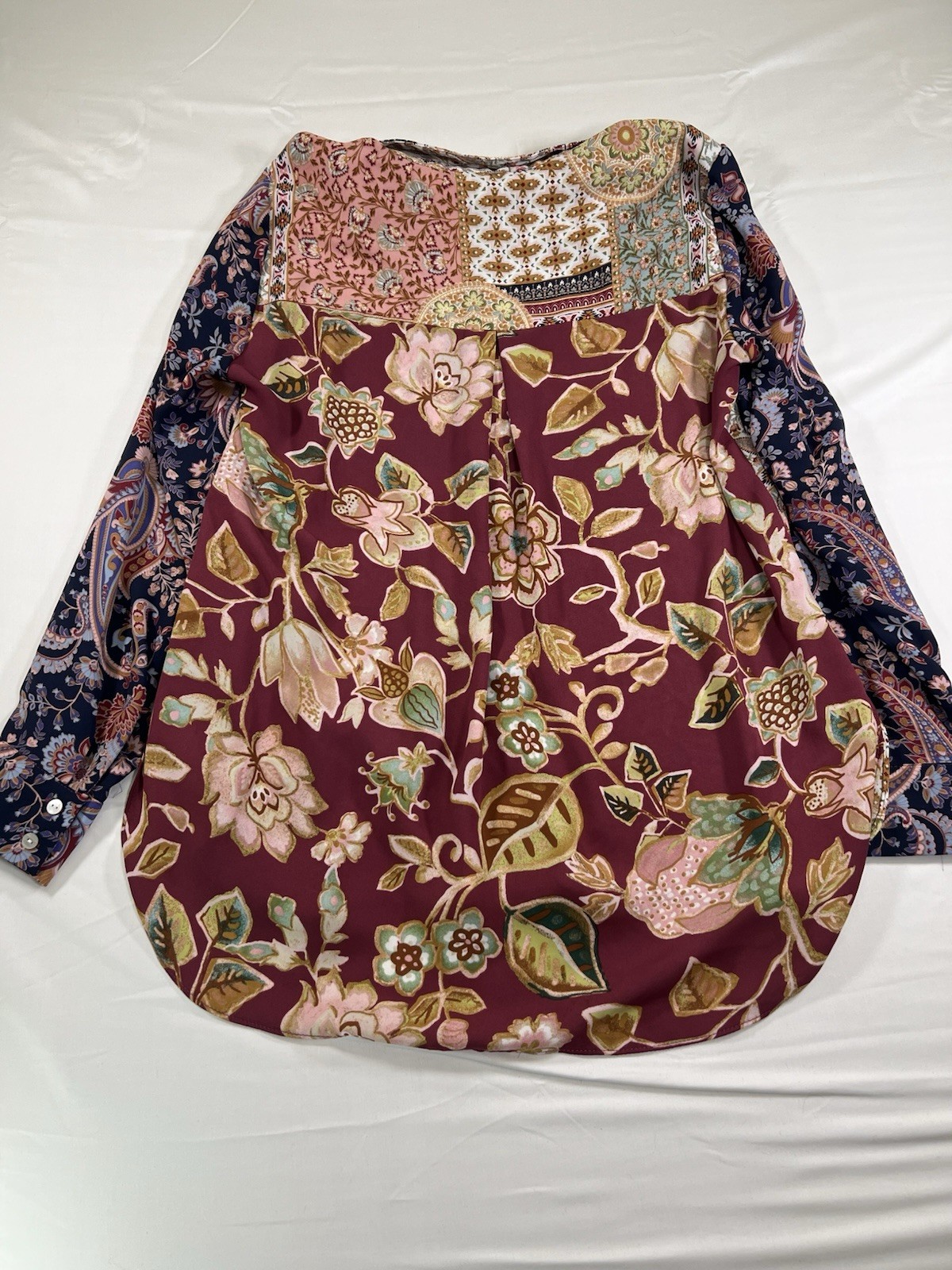 Rose + Olive patchwork-inspired button-up shirt S… - image 7