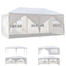 10'x20' White Outdoor Gazebo Canopy Wedding Party Tent 6 Removable Window Walls