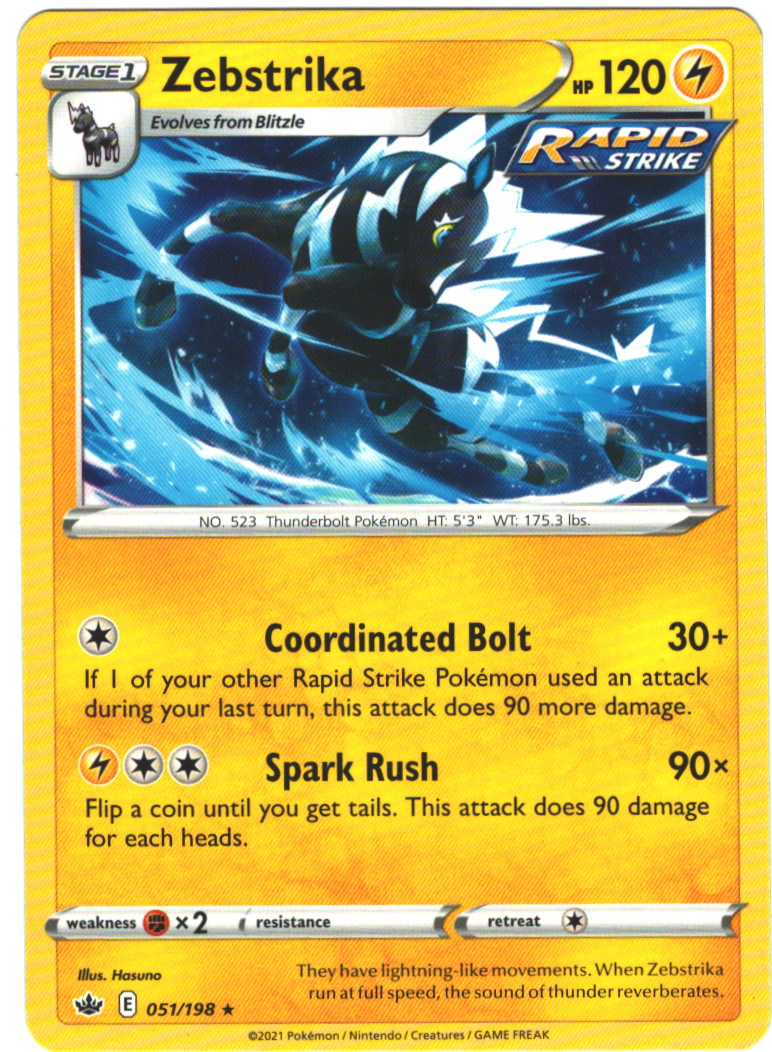 Zebstrika 51/198 Chilling Reign Regular Rare Pokemon Card Pokémon TCG 051/198 NM