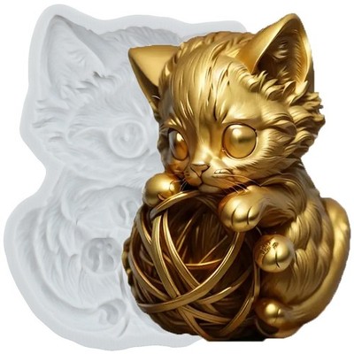 Kitten Relief Silicone Mold Sugar Craft Polymer Clay Resin Cholate DIY Art Mould