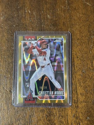 2026 Topps Chrome Christian Moore RC Rookie #232 Gold Raywave Refractor /50