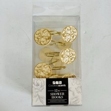 Decorative Shower Curtain Hooks Gold Set of 12 Beige Shannon Collections