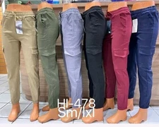 NEW LADIES SUMMER CARGO COMBAT TROUSERS STRETCH ELASTICATED WAIST JOGGER COMFY