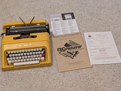 Olivetti Lettera 35 Yellow Vintage Manual Typewriter, Serviced Original + Manual