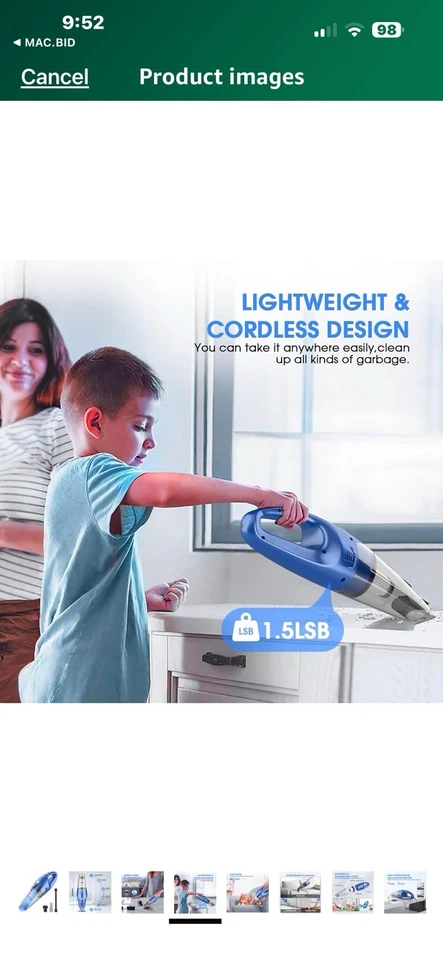 Aspirador de pó portátil sem fio Yoohi - Imagem 4 de 4