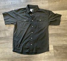 PONCHO The Bandera Men's Black Short Sleeve Western Snap Shirt Size L