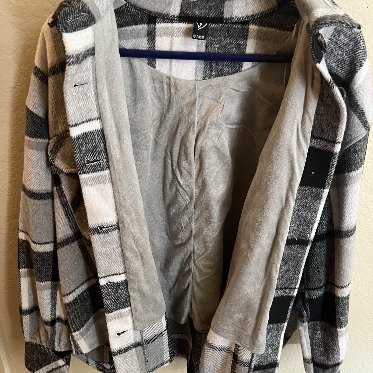 Windsor Plaid Button Front Jacket Long Sleeve Gra… - image 3