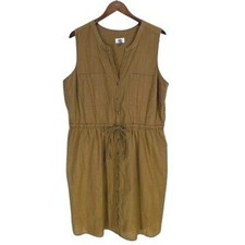 Old Navy Shirt Dress XL Brown Sleeveless Button Front Utility Cotton Vacation