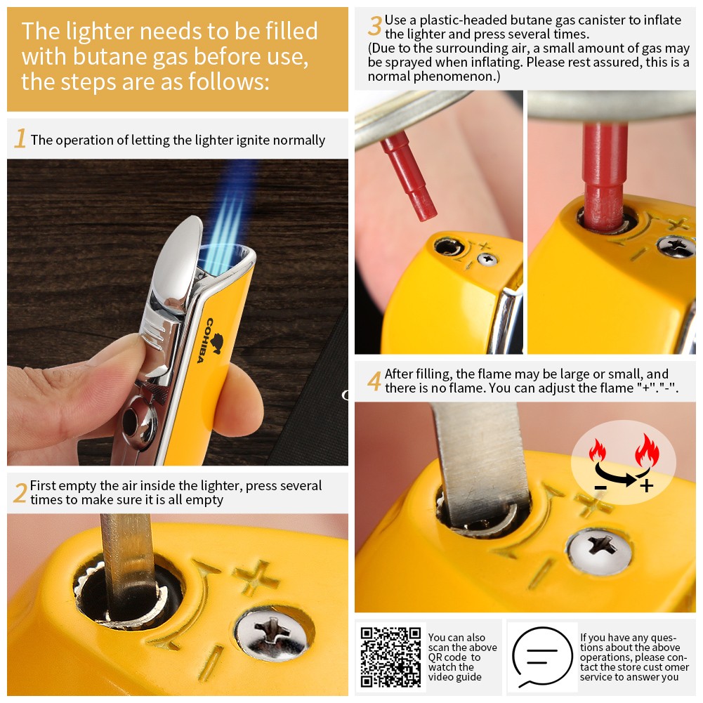 Galiner Single Jet Flame Torch Cigar Lighter Butane Refillable Metal Windproof