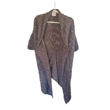 M. Rena Wool Blend Brown/Silver Open Knit Sweater Cardigan Shrug, Size Small