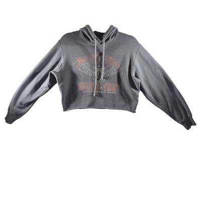 344 | Hollister Mystic Soul Womens XS Graphic Cropped Hoodie Grey