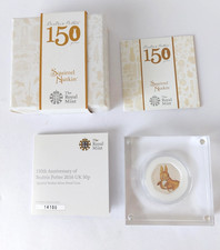 SQUIRREL NUTKIN 150th Anniversary Of Beatrix Potter 50p Silver Proof Coin.