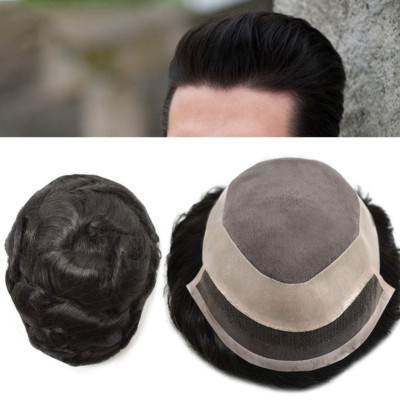 Hair System For Men Human Hair Piece Welded Mono Toupee For Men lace mens toupee