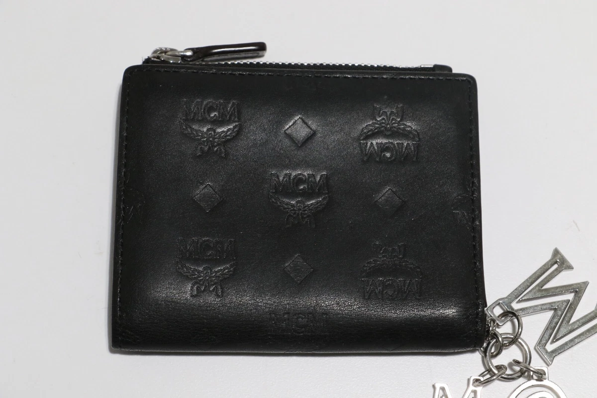 Mcm Monogram Leather Credit Card Keychain Wallet