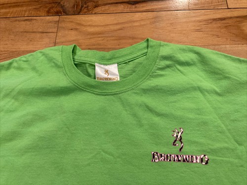 Browning Womens Medium Deer Hunting Camo Outdoors Lime Green T-Shirt Zebra Tee - Picture 9 of 12