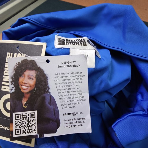 Sammy B X Target Adult Cropped Jacket 3X Plus Blue Black button Month Women J8a - Picture 5 of 11