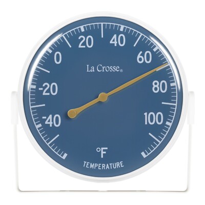 104-1512BL La Crosse 5.5'' Indoor/Outdoor Dial Thermometer with Bracket - Blue