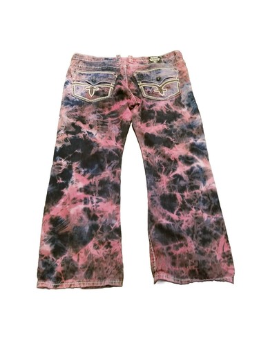 Rock Revival Dan Jeans Men Size 44 Straight Tie Dye Acid Wash Blue Pink (46x33) - Picture 3 of 6