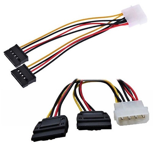 15cm 15Pin SATA Male To 4 Pin Dual Female Molex Cable Serial ATA Lead For PC CPU - Picture 4 of 6